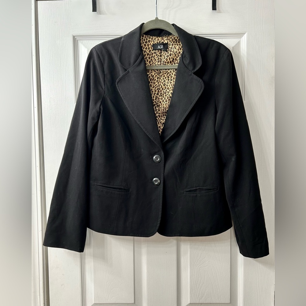 AGB Blazer size 14. Black with animal print lining. Excellent condition.